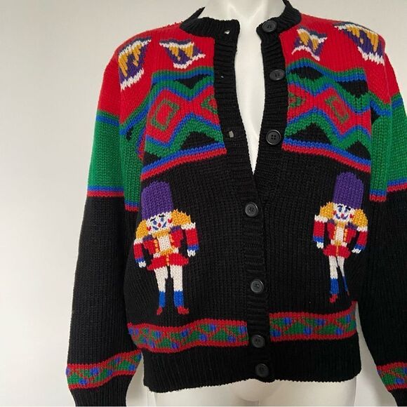 Croft & Barrow classic vintage Nutcracker Christmas ugly sweater cardigan - Picture 1 of 14